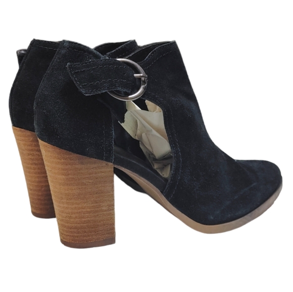 Franco Fortini Black Suede Stacked Heel Ankle Booties Women's Size 8.5 - Picture 6 of 9